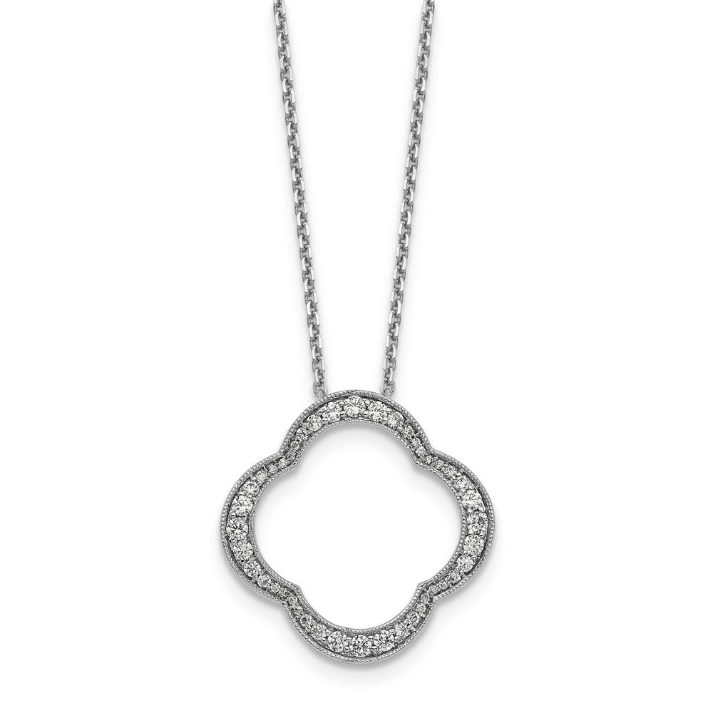 14k white goldtrue origin lab grown real diamond vs si d e f quatrefoil floral necklace pm1003 066 wld