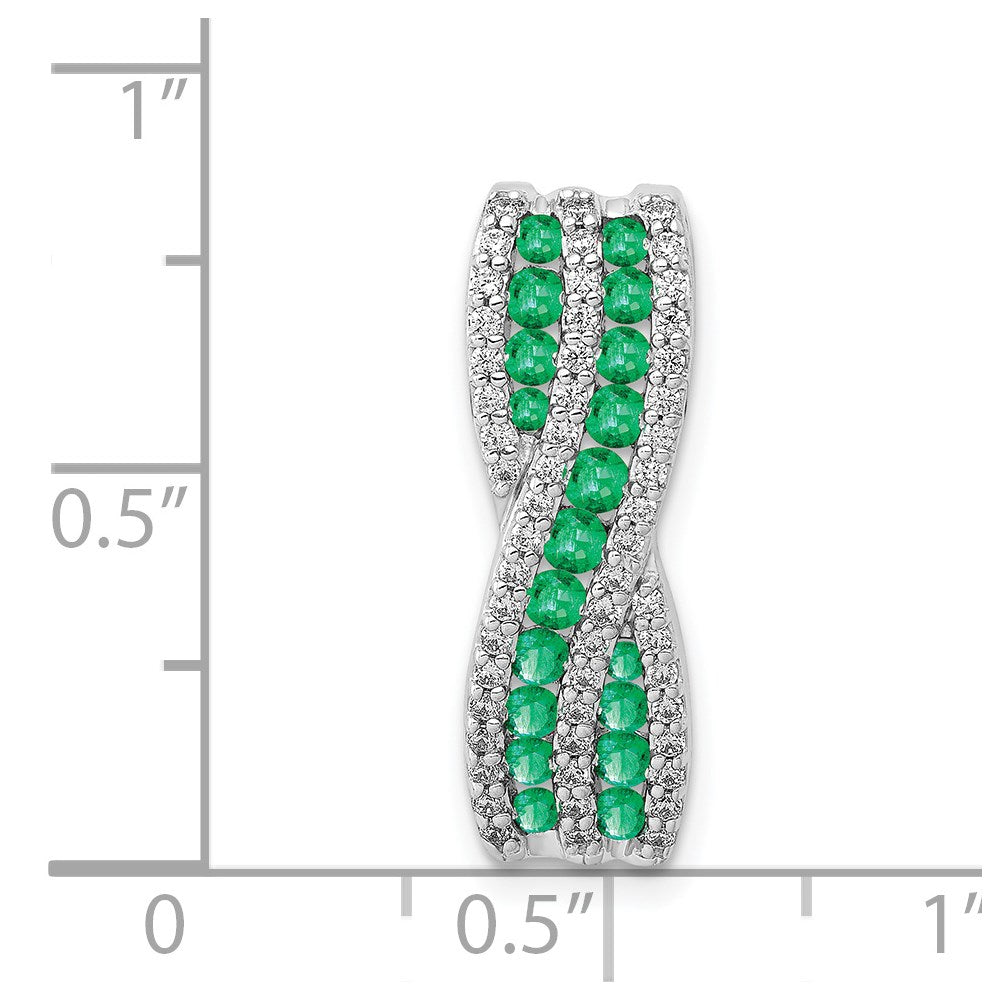 14k white gold twist real diamond and emerald fancy chain slide pm3847 em 030 wa