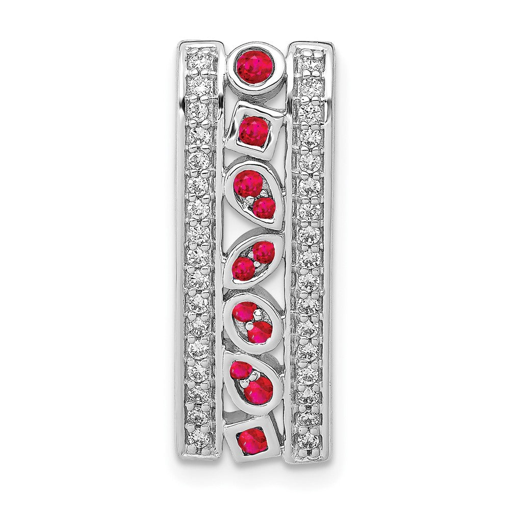 14k white gold real diamond and 24 ruby fancy chain slide pm3853 ru 020 wa
