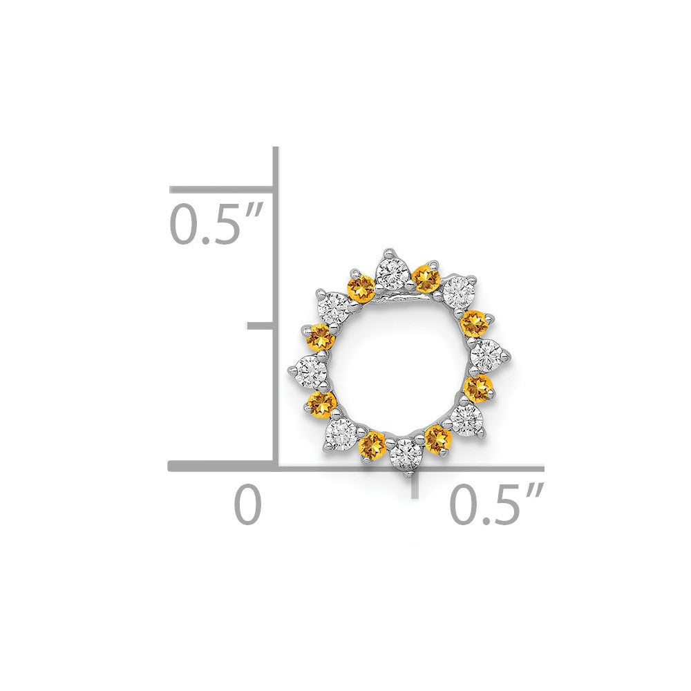 14k white gold real diamond and 08 citrine fancy circle chain slide pm3855 ci 012 wa