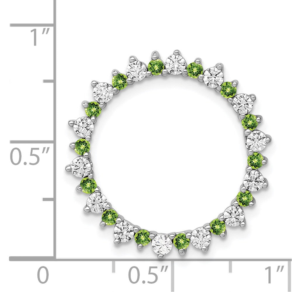14k white gold real diamond 42 peridot fancy circle chain slide pm3855 pe 062 wa
