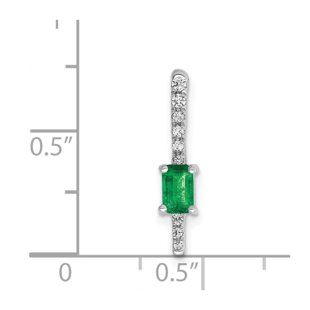 14k white gold real diamond and rectangle emerald fancy chain slide pm3874 em 008 wa