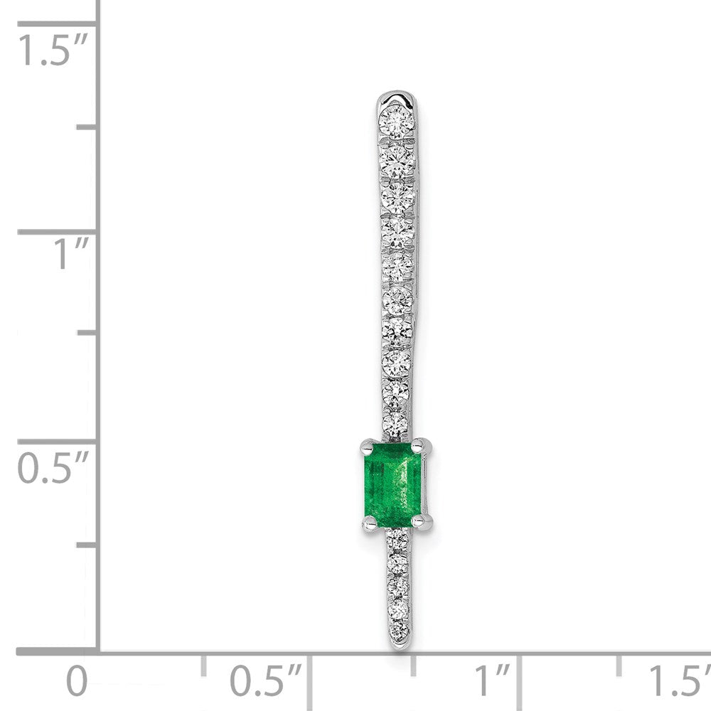 14k white gold real diamond and rectangle emerald fancy chain slide pm3874 em 055 wa