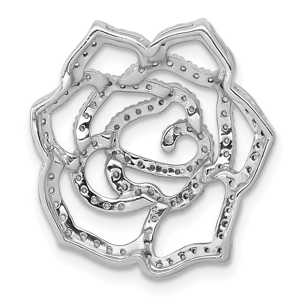 14k white gold real diamond fancy flower chain slide pm3959 050 wa