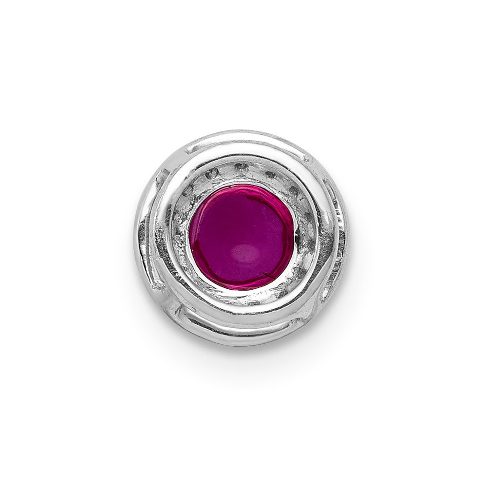 14k white gold real diamond and cabochon 38 ruby halo chain slide pm4030 ru 008 wa