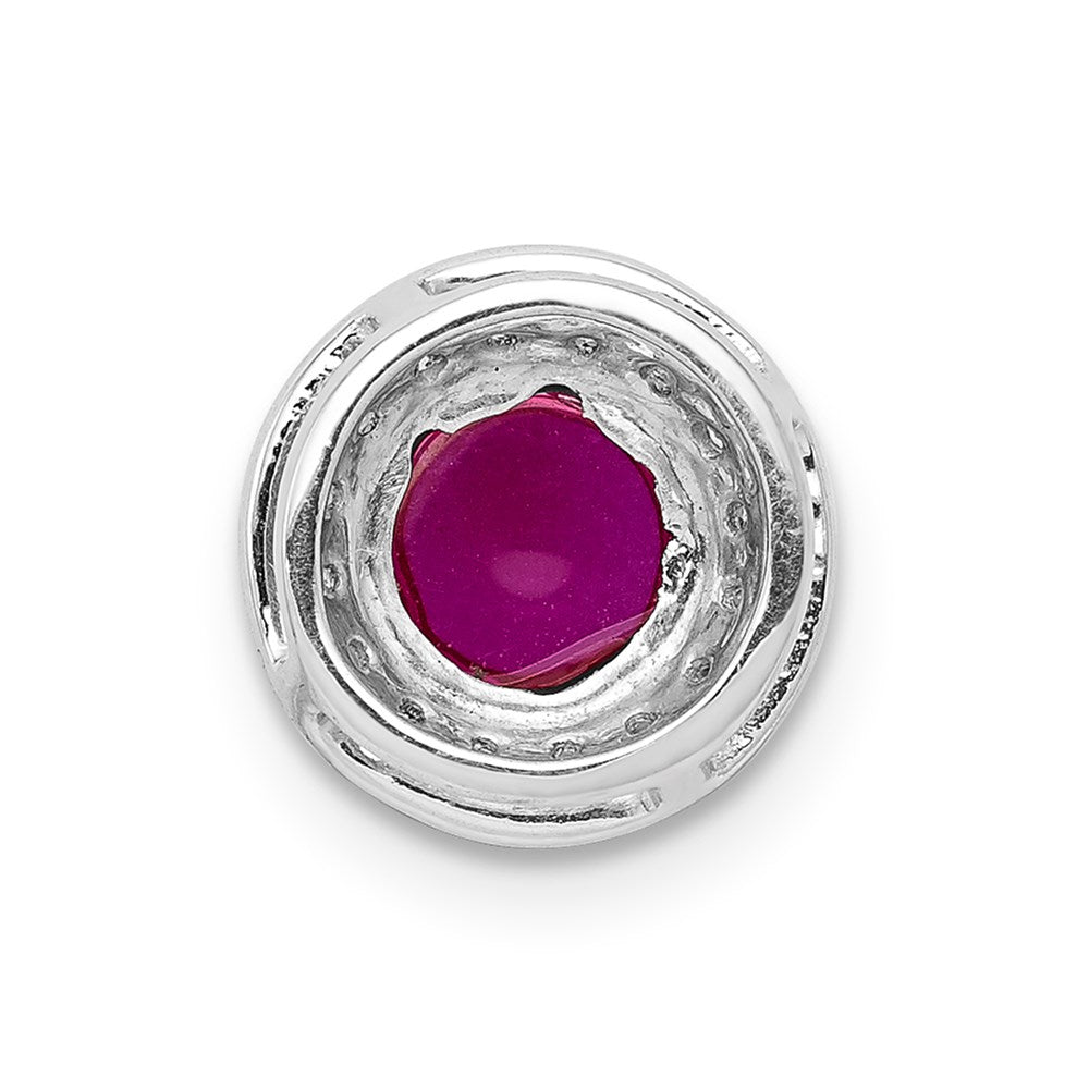 14k white gold real diamond cabochon 91 ruby halo chain slide pm4030 ru 012 wa