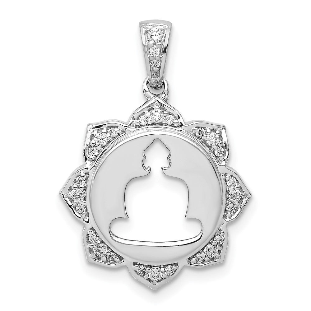 14k white gold real diamond buddha pendant pm4084 016 wa