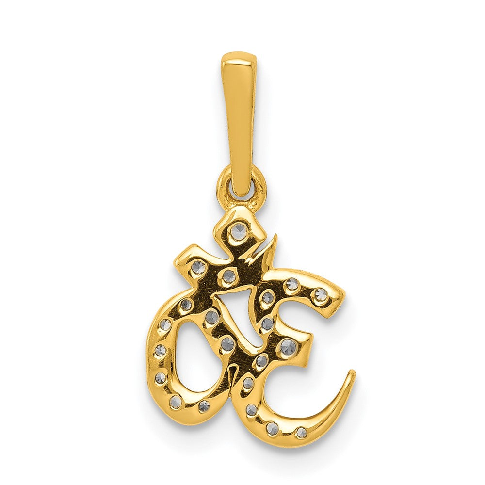 14k yellow gold 1 6ct real diamond om pendant pm4091 015 ya