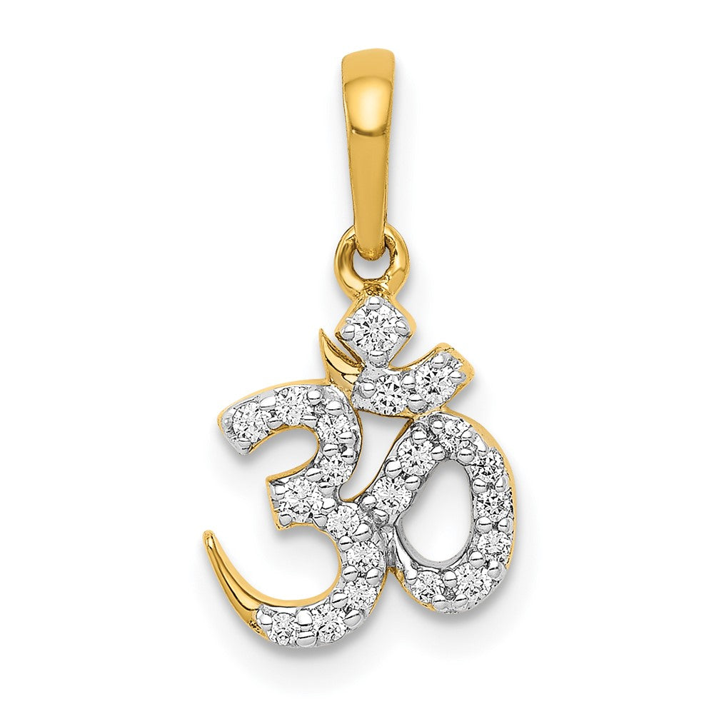 14k yellow gold 1 6ct real diamond om pendant pm4091 015 ya