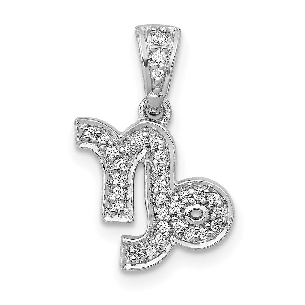 14k white gold real diamond capricorn pendant pm4111 010 wa