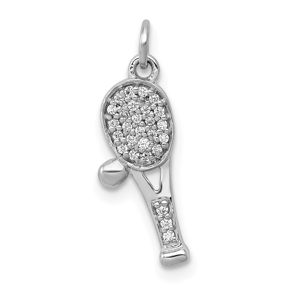 14k white gold real diamond racket and ball pendant pm4133 009 wa