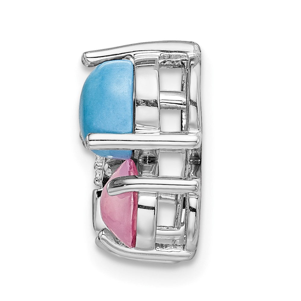 14k white gold real diamond cabochon turquoise rose quartz butterfly pendant pm4390 002 wa