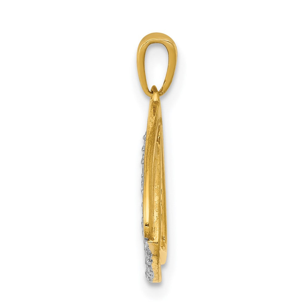 14k yellow gold 1 6ct real diamond double triangle pendant pm4737 016 ya