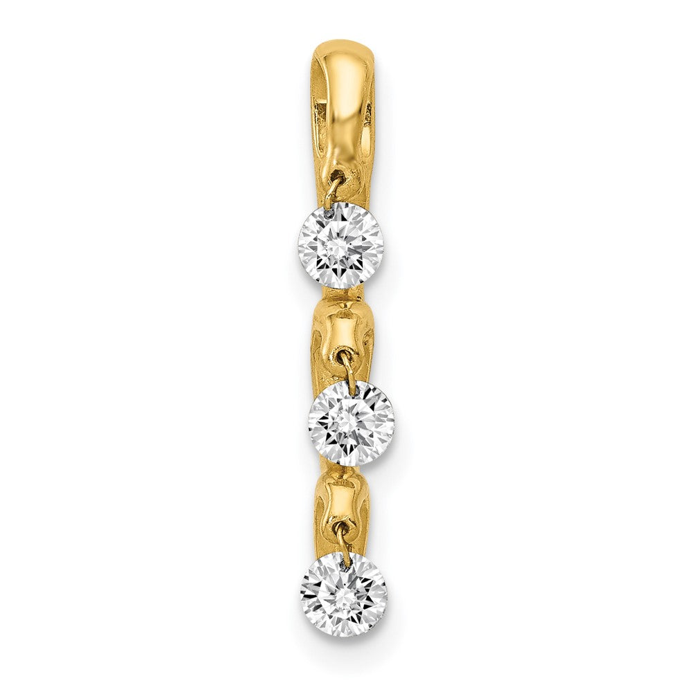 14k yellow gold 1 3ct real diamond 3 stone slide pendant pm4803 033 ya