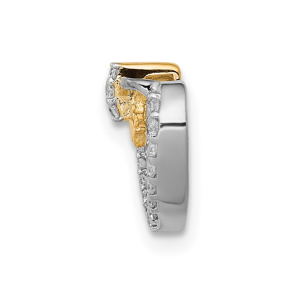 14k white gold w yellow rhod polished 1 10ct real diamond heart w bow chain slide pm4858 010 ya