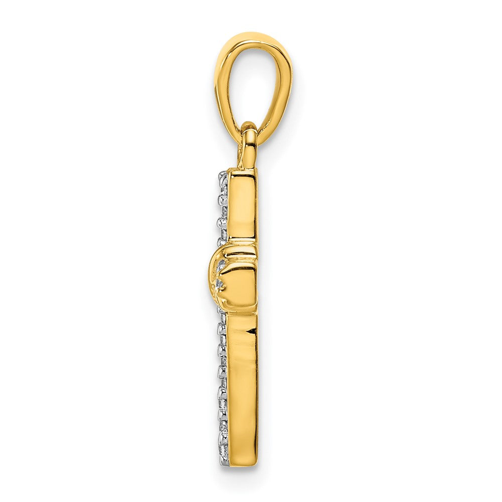 14k yellow gold 1 6ct real diamond latin cross pendant pm4967 016 ya
