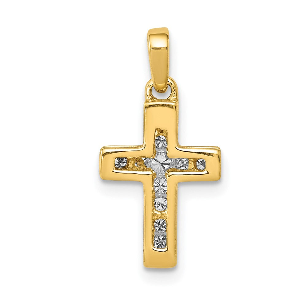 14k yellow gold 1 6ct real diamond latin cross pendant pm4983 015 ya