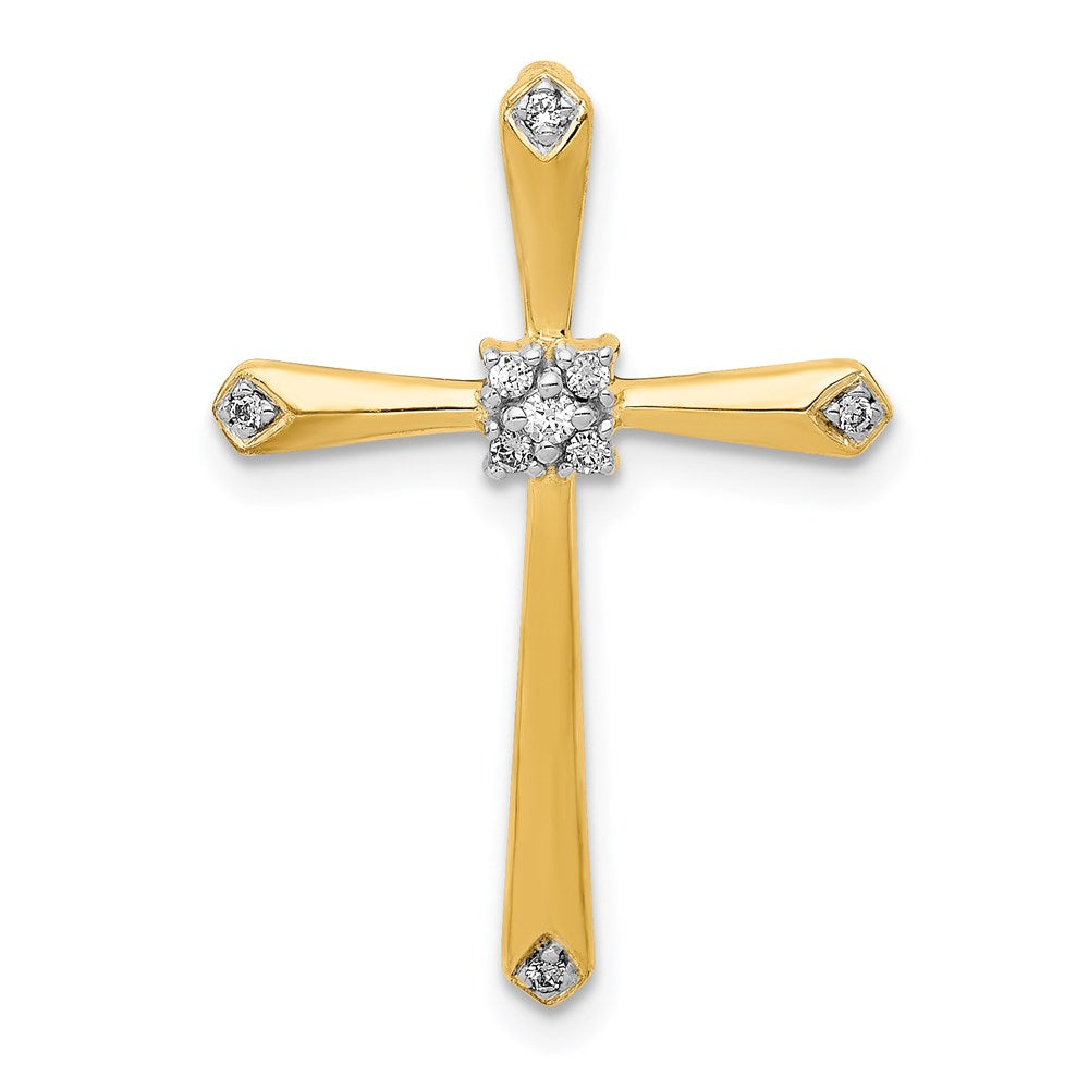 14k yellow gold 1 20ct w rhodium real diamond cross chain slide pm5005 006 ya