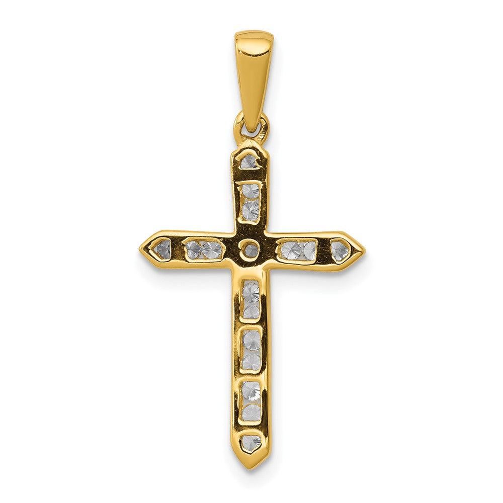 14k yellow gold 1 4ct real diamond cross pendant pm5061 025 ya