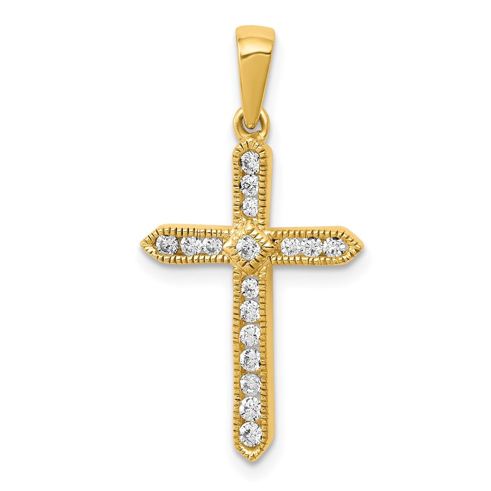 14k yellow gold 1 4ct real diamond cross pendant pm5061 025 ya