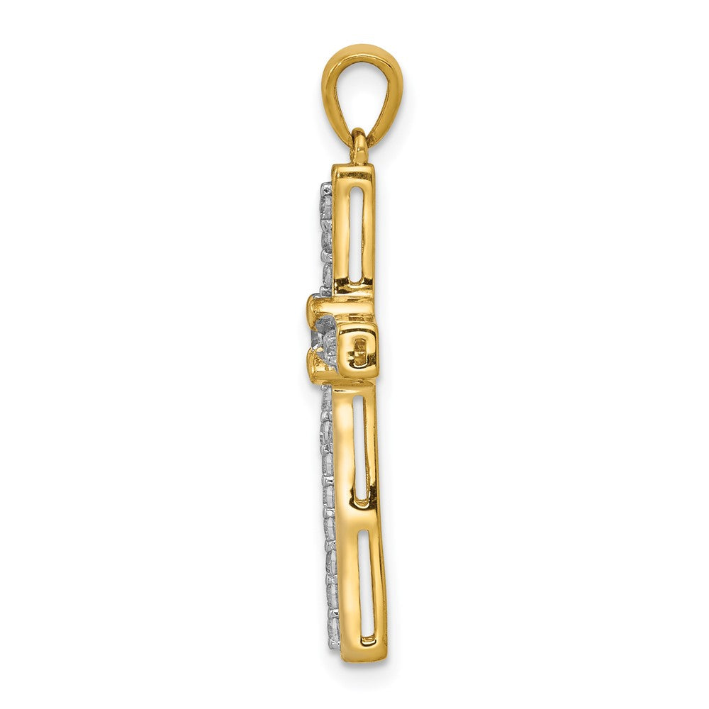 14k yellow gold 1 3ct real diamond cross pendant pm5062 033 ya