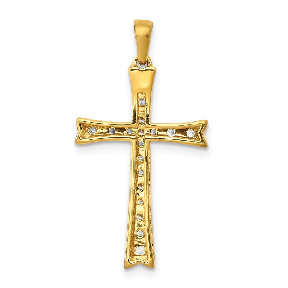 14k yellow gold 1 5ct real diamond cross pendant pm5065 020 ya