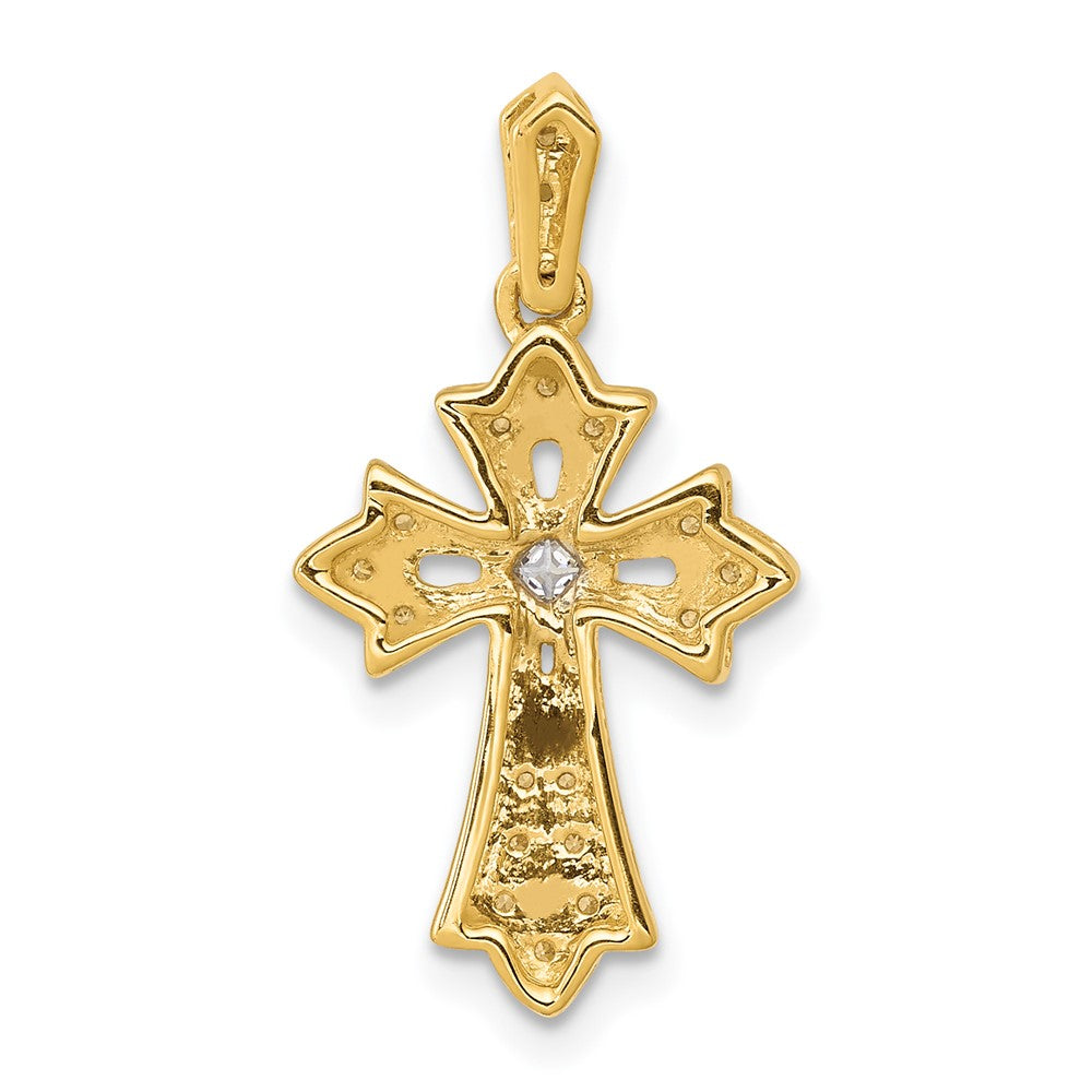 14k yellow gold 1 10ct real diamond fancy cross pendant pm5088 010 ya