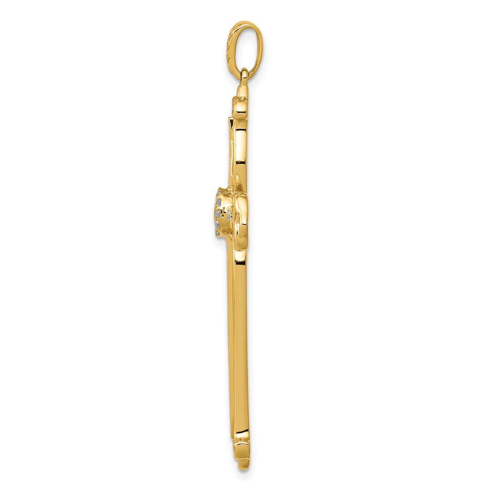 14k yellow gold 1 4ct real diamond fancy budded cross pendant pm5101 025 ywa