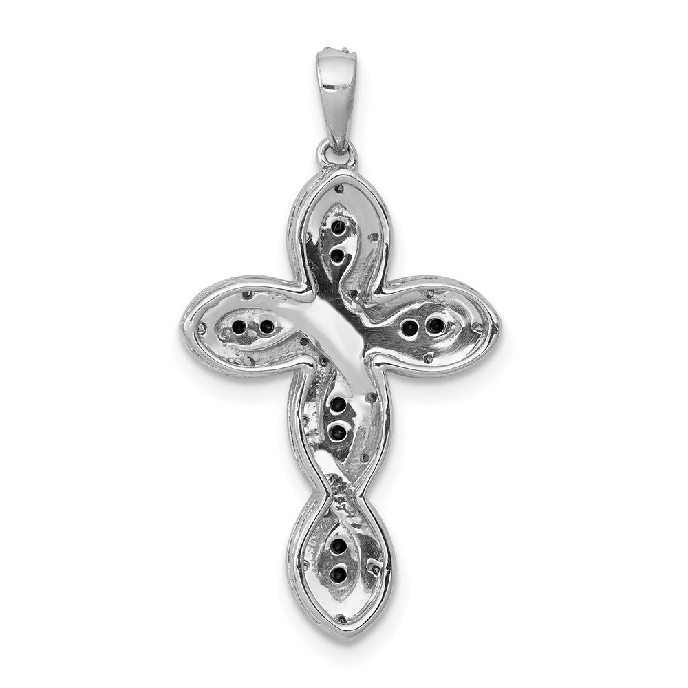 14k white gold white and black real diamond cross pendant pm5130 bk 020 wa
