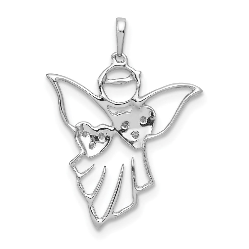 14k white gold real diamond angel pendant pm5145 003 wa