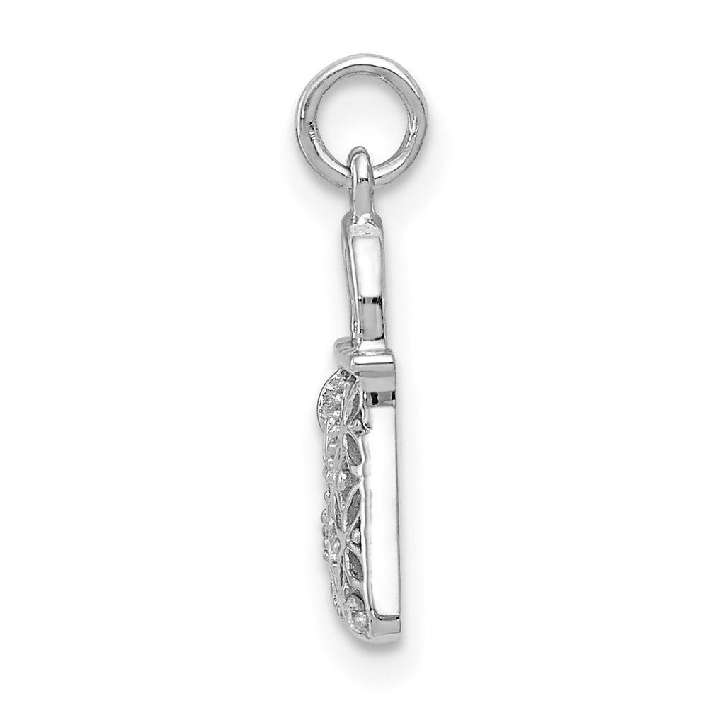 14k white gold real diamond handbag charm pm5196 003 wa