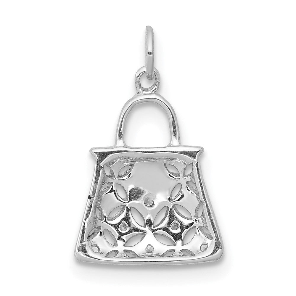 14k white gold real diamond handbag charm pm5196 003 wa