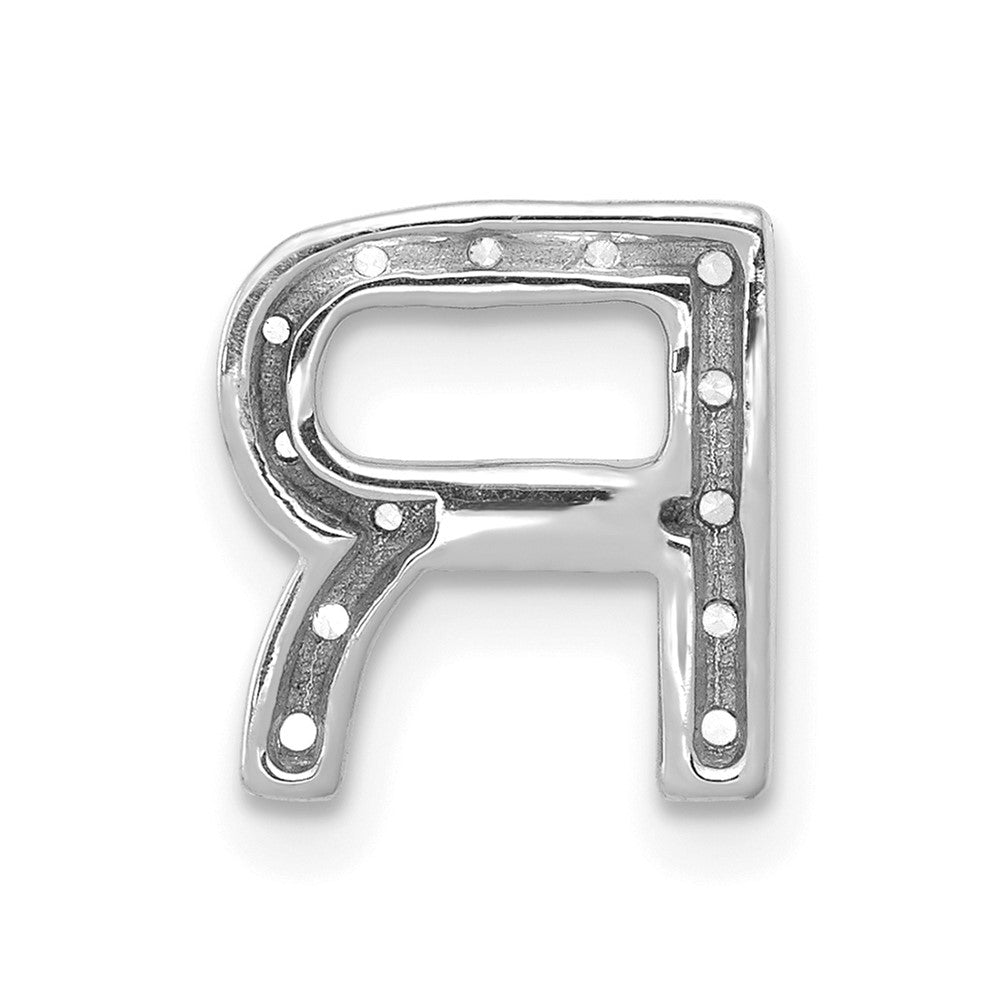 14k white gold real diamond letter r initial charm pm5221r 016 wa