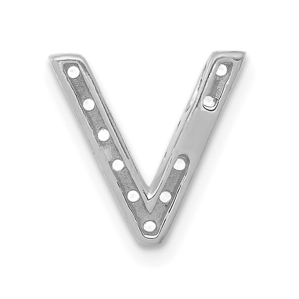 14k white gold real diamond letter v initial charm pm5221v 010 wa