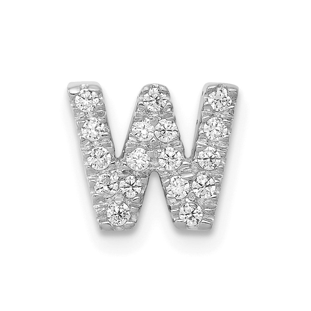 14k white gold real diamond letter w initial charm pm5221w 016 wa