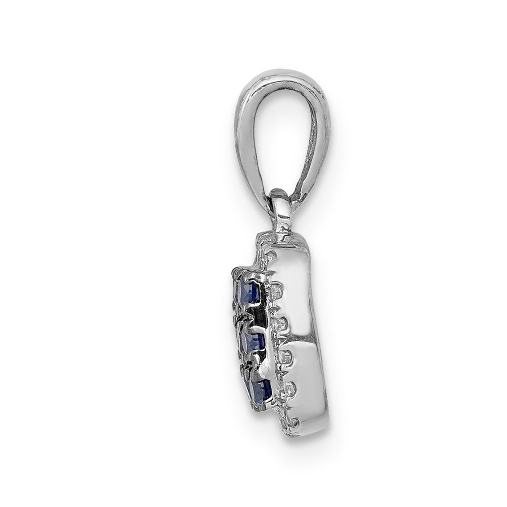 14k white gold real diamond and sapphire square halo pendant pm5258 sa 010 wa