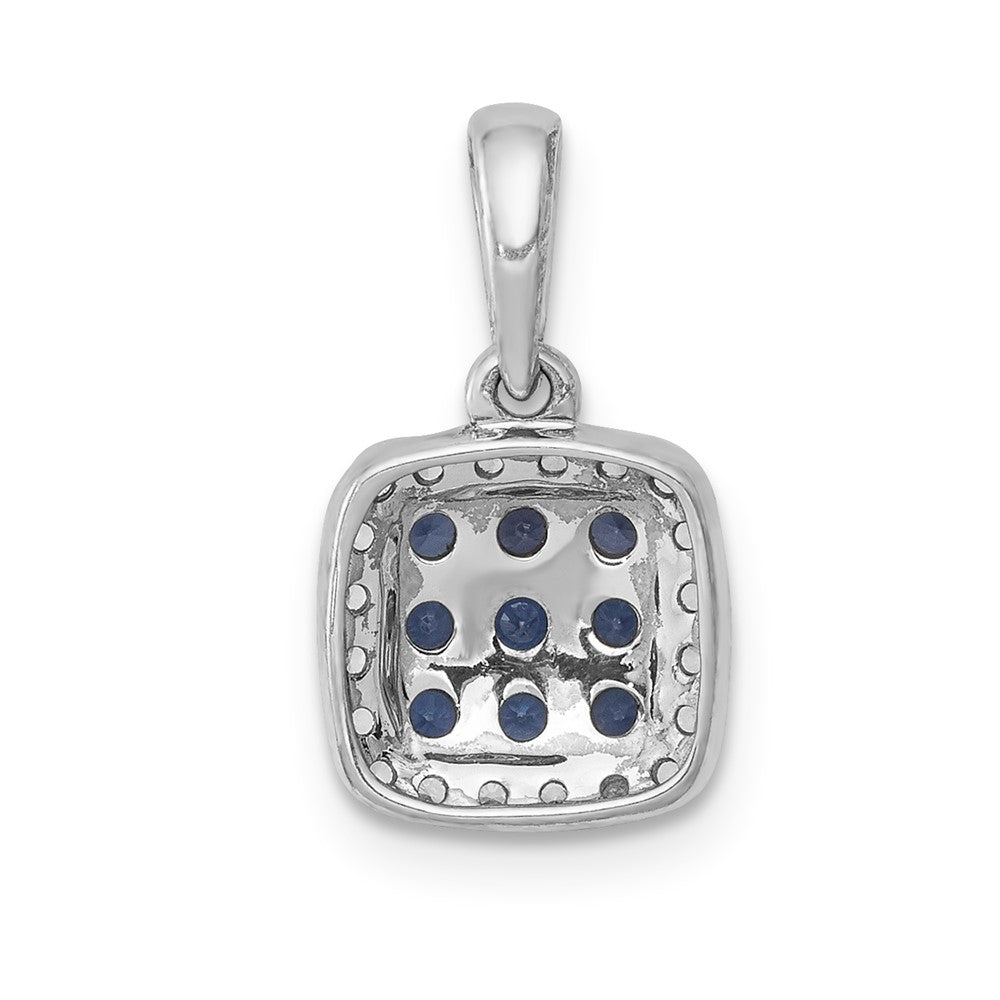 14k white gold real diamond and sapphire square halo pendant pm5258 sa 010 wa