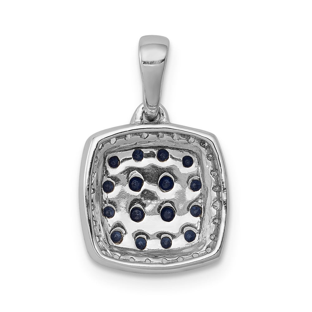 14k white gold real diamond and sapphire square halo pendant pm5259 sa 013 wa