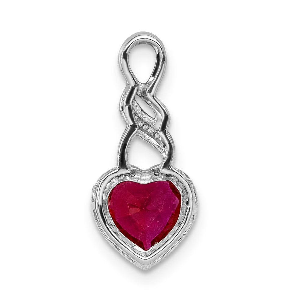 14k white gold real diamond and 75 ruby heart chain slide pm5273 ru 010 wa