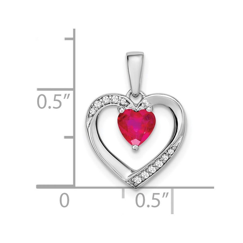 14k white gold ruby and real diamond heart pendant pm6923 ru 005 wa