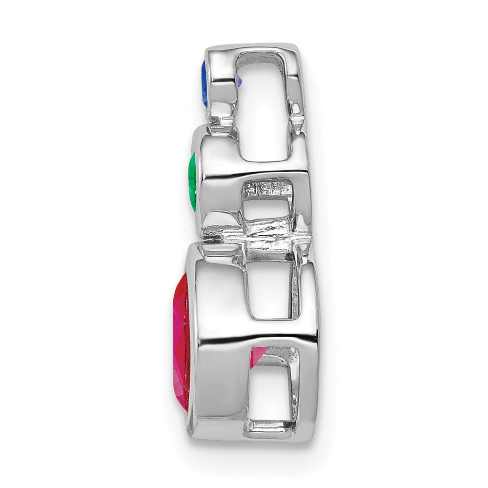 14k white gold ruby emerald and sapphire chain slide pm7221 rse w