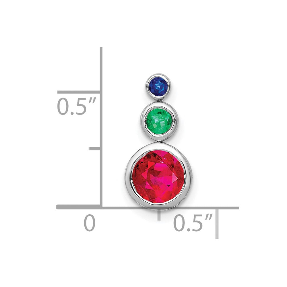 14k white gold ruby emerald and sapphire chain slide pm7221 rse w
