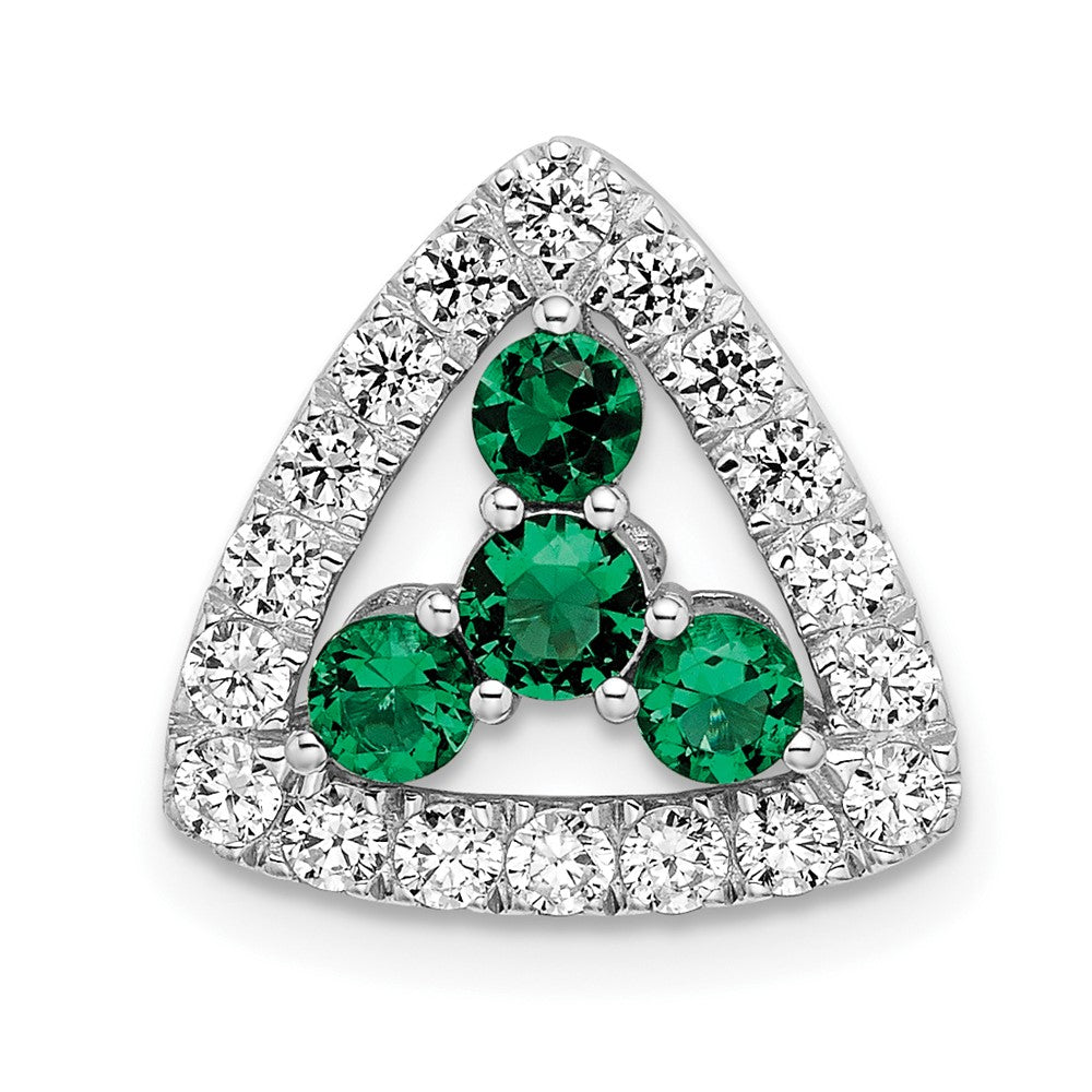 14k white goldlab grown real diamond si1 si2 g h i lab crtd emerald triangle pend pm7932 cem 045 wlg