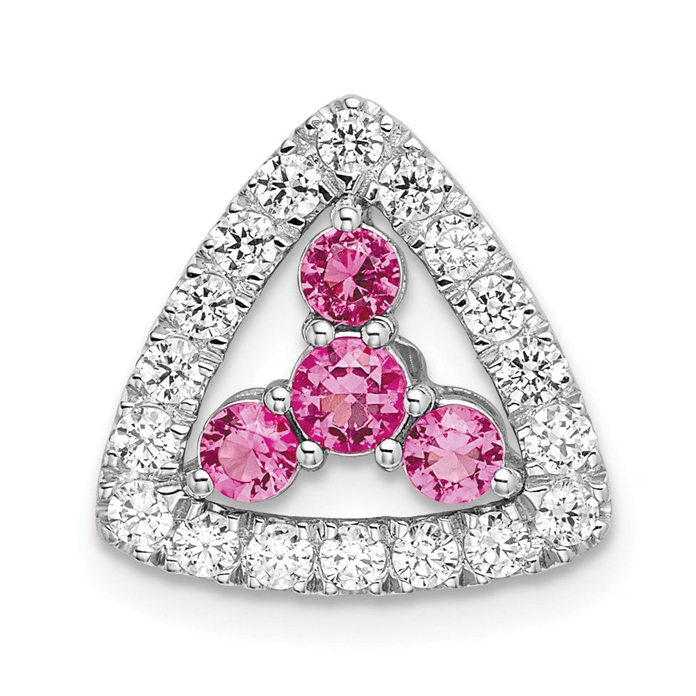 14k white goldlab grown real diamond si1 si2 g h i lab crtd pnk sapph triangle pend pm7932 cps 045 wlg