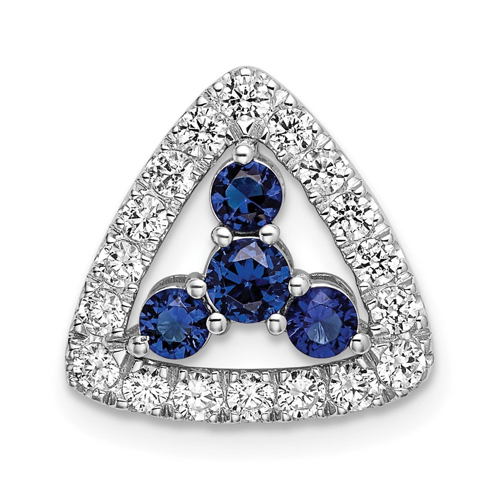 14k white goldlab grown real diamond si1 si2 g h i lab crtd sapphire triangle pend pm7932 csa 045 wlg