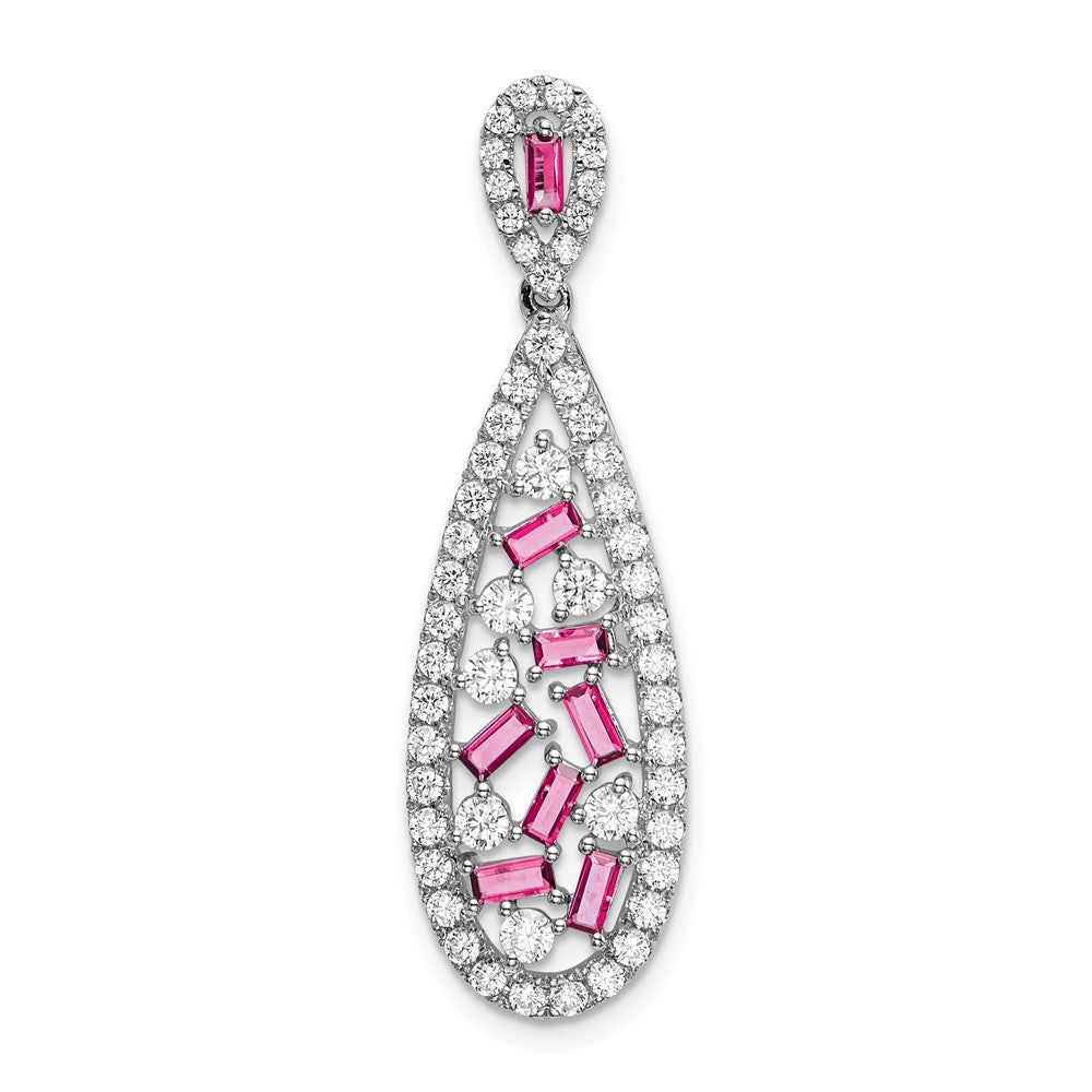 14k white goldlab grown real diamond si1 si2 g h i lab crtd pnk sap teardrop pend pm7934 cps 092 wlg