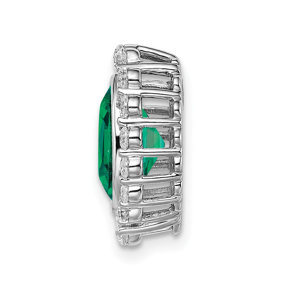 14k white goldlab grown real diamond si1 si2 g h i lab created emerald oval pendant pm7985 cem 046 wlg