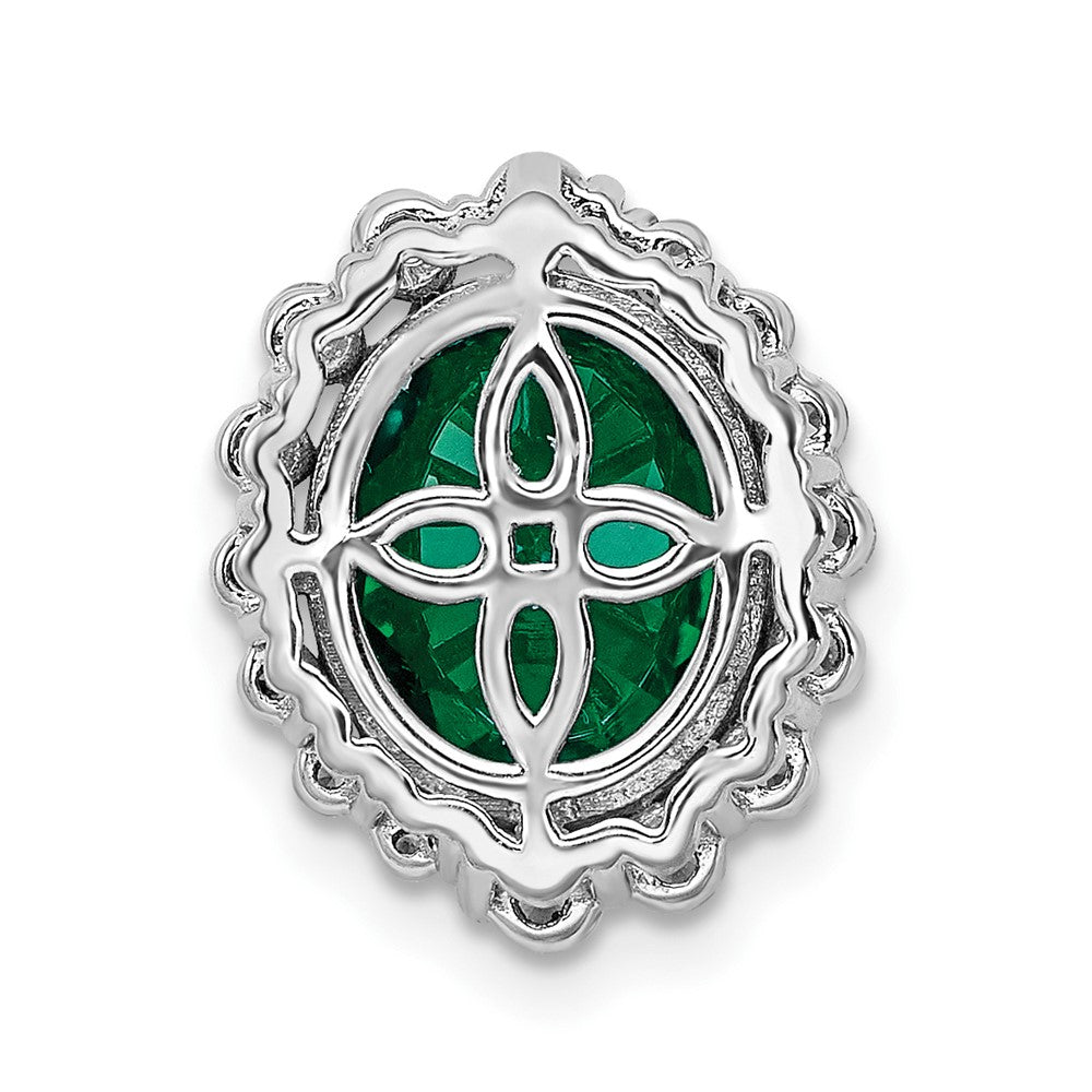 14k white goldlab grown real diamond si1 si2 g h i lab created emerald oval pendant pm7985 cem 046 wlg