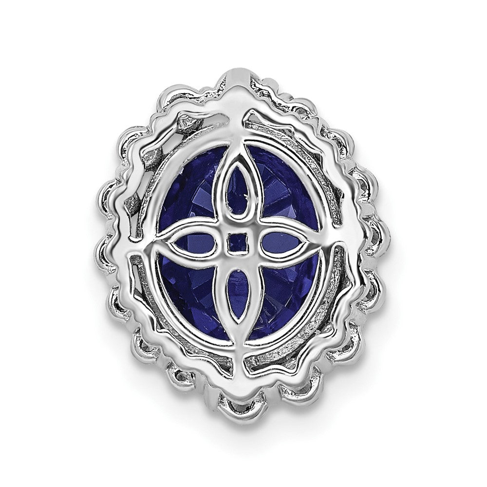 14k white goldlab grown real diamond si1 si2 g h i lab created sapphire oval pendant pm7985 csa 046 wlg