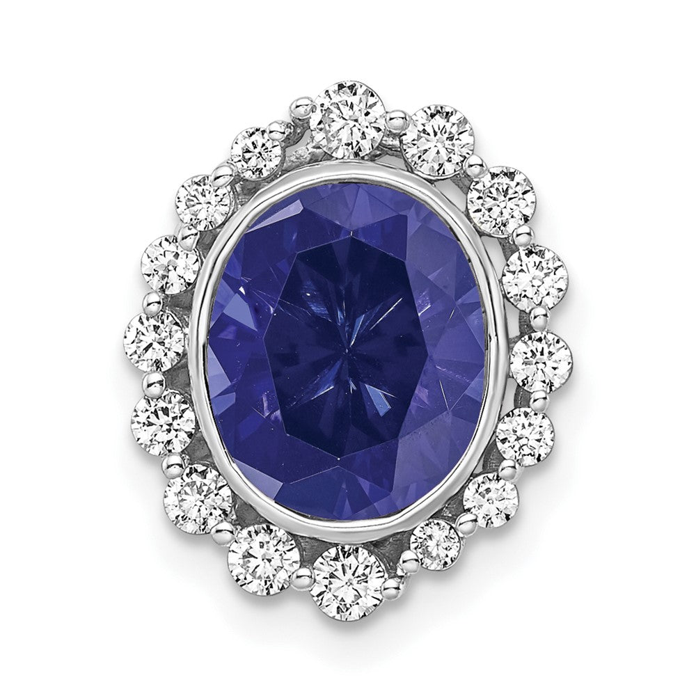 14k white goldlab grown real diamond si1 si2 g h i lab created sapphire oval pendant pm7985 csa 046 wlg